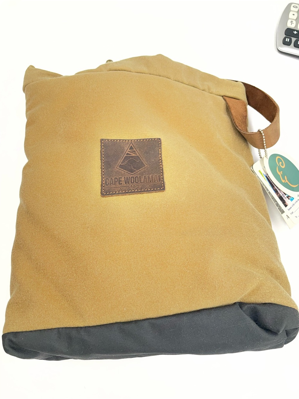 Tan and Black Duffel Tote